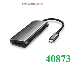 USB type-C to HDMI/VGA/ Hub USB 3.0/ SD/TF/Lan Gigabit chính hãng Ugreen 40873
