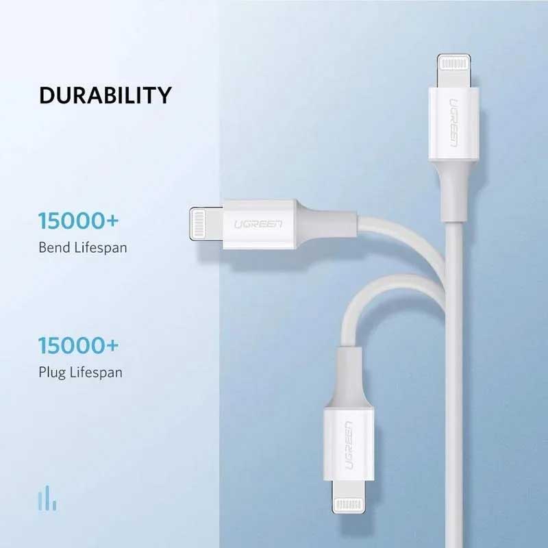 Cáp USB-C to Lightning UGREEN 60747 0.5m (Trắng) - Sạc Nhanh, Chất Lượng Cao, Tương Thích iPhone