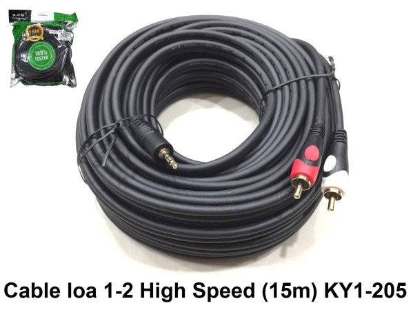 Dây loa  đầu 3.5 ra 2 RCA Jack hoa sen dài 15m Dteck mã KY1-205 cao cấp