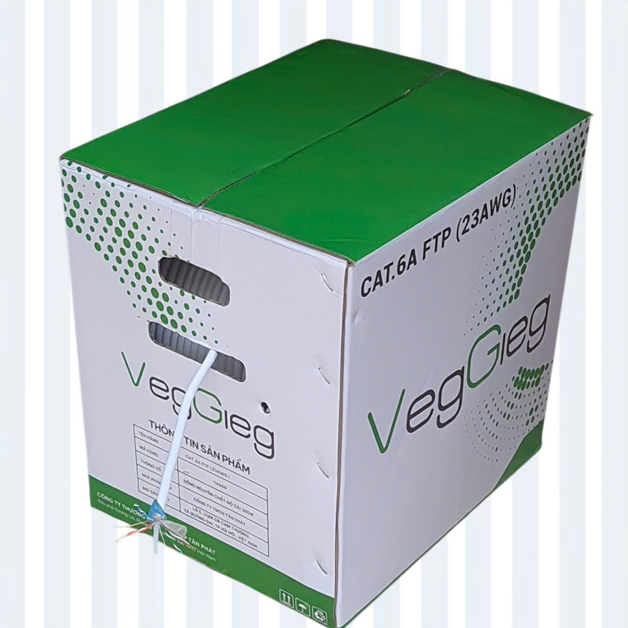 Dây mạng CAT.6A FTP 23AWG Veggieg - Đồng nguyên chất 99,9%, chống nhiễu, dài 305m